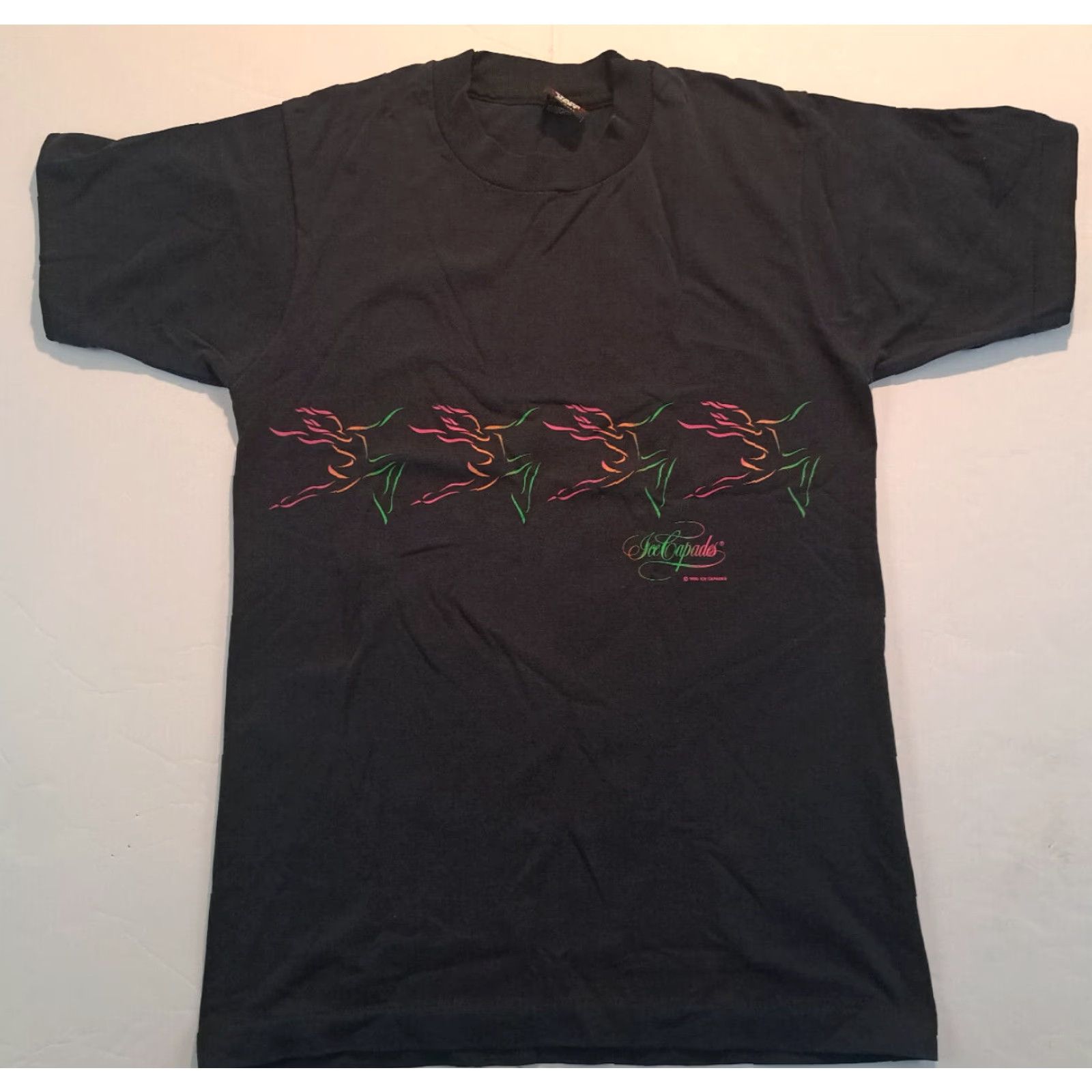 Vintage Screen Stars Ice Capades T-Shirt Women Medium Black Short Sleeve Crew Neck 100% Cotton Canvas Vintage No Size M / US 6-8 / IT 42-44 - 2 Thumbnail