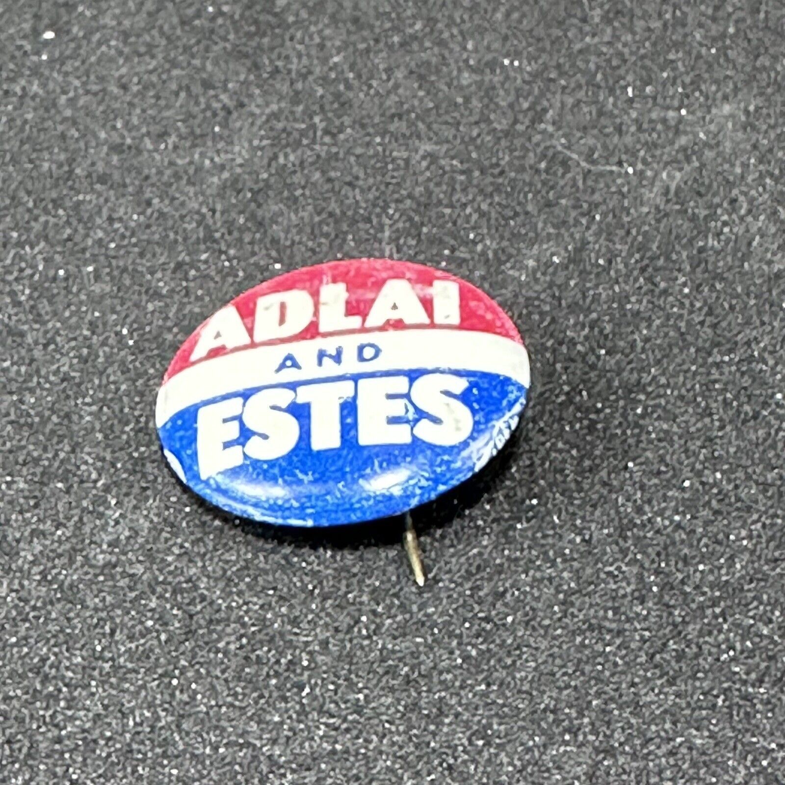 Vintage 1956 ADLAI & ESTES Campaign Tin Pinback Button President VTG Size ONE SIZE - 2 Thumbnail