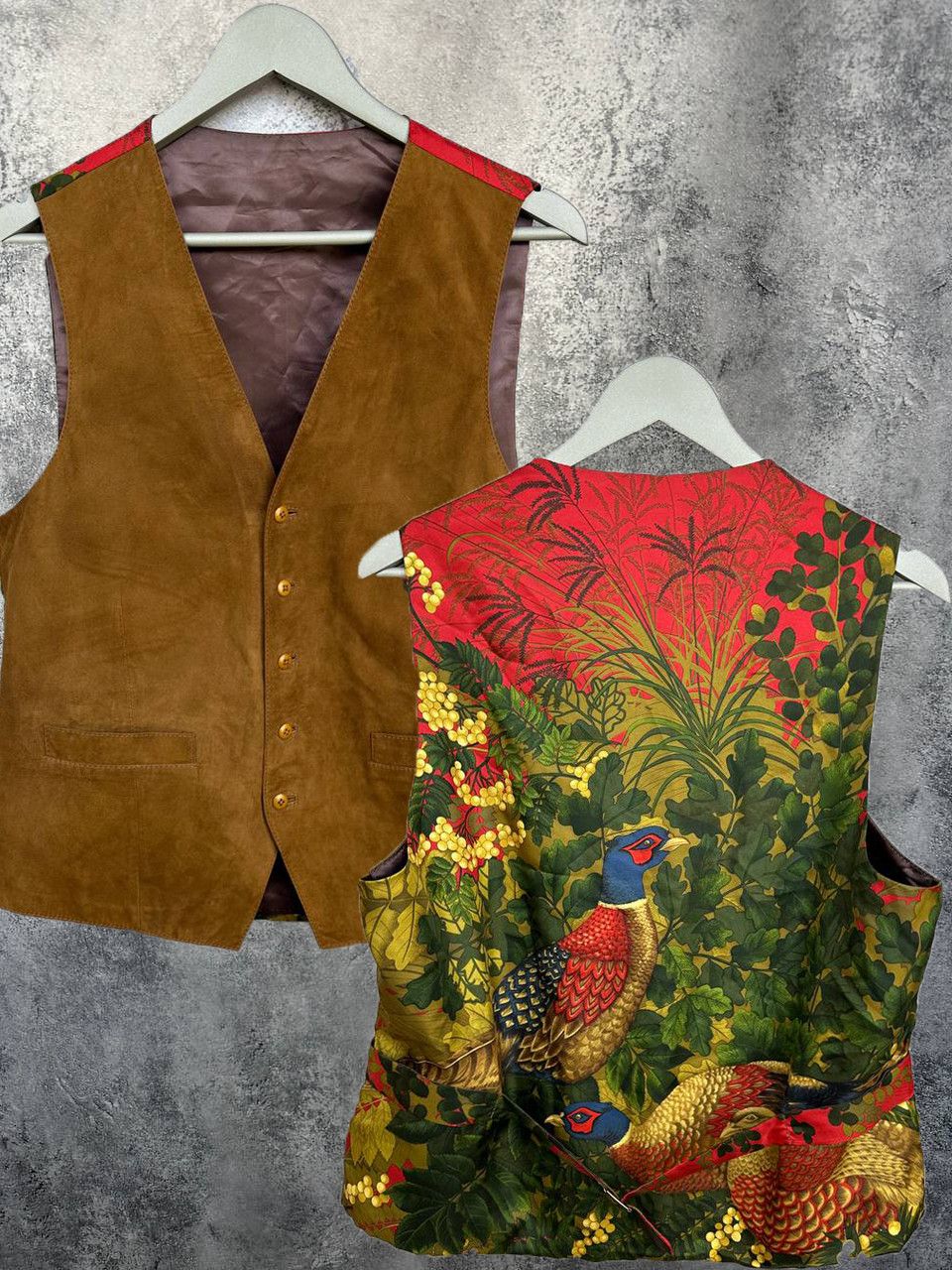 Bullock & Jones Bullock & Jones Suede Leather Waistcoat Vest Silk Pheasant Size 42R - 1 Thumbnail