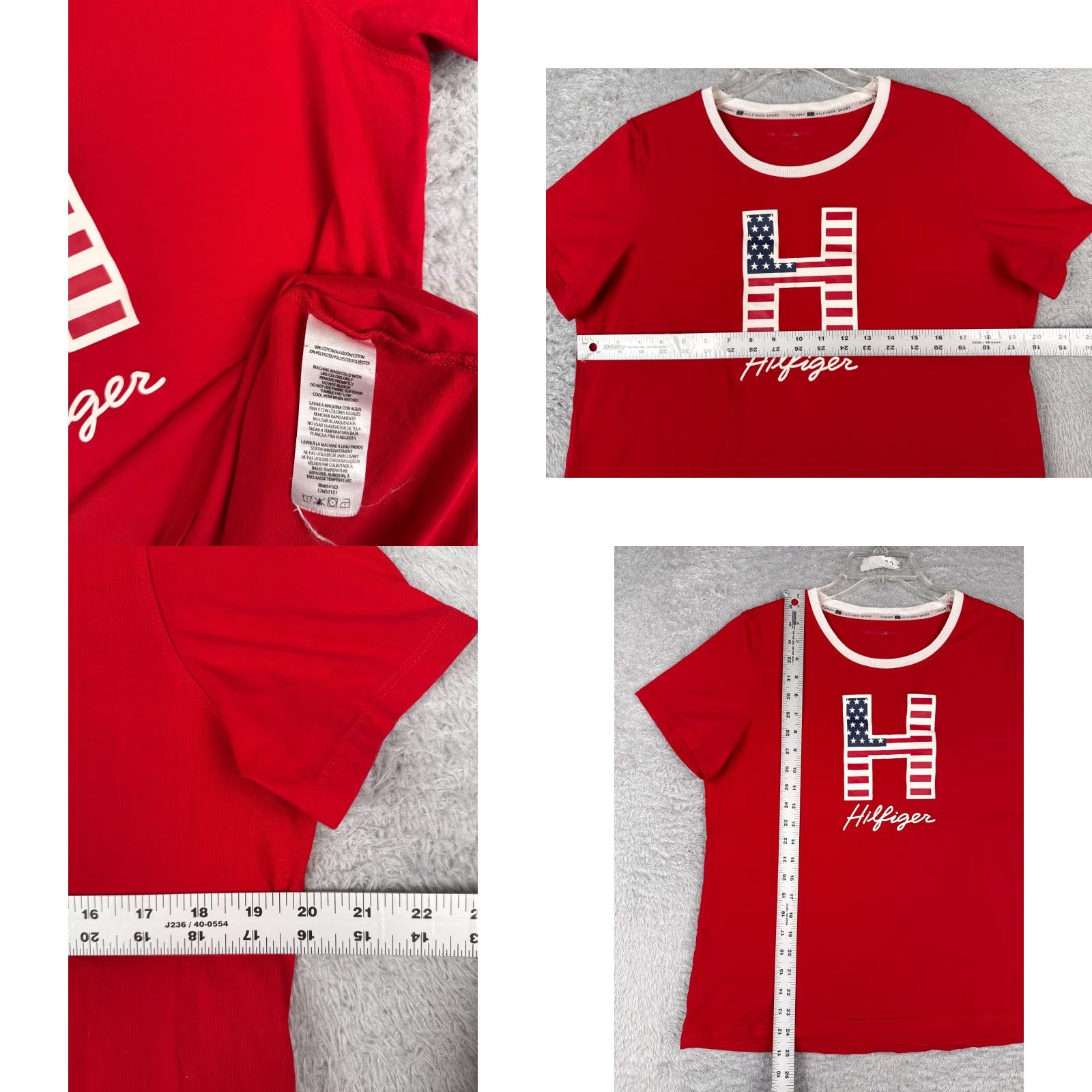 Tommy Hilfiger VINTAGE Tommy Hilfiger Shirt Women M Red USA Flag Crew Neck Cotton Blend Logo T-Shirt Mens Womens Not applicable Size M / US 6-8 / IT 42-44 - 8 Thumbnail