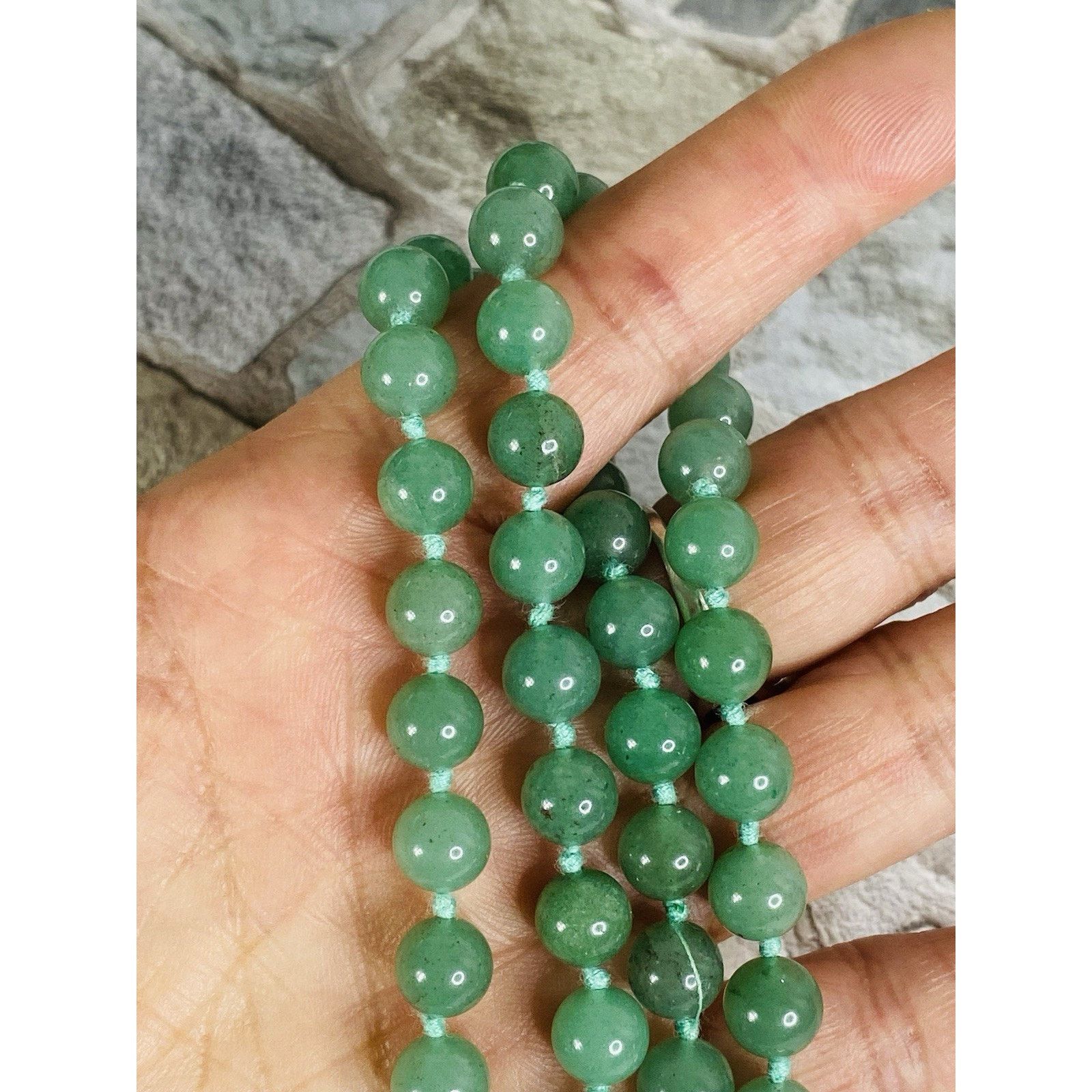 The Unbranded Brand VTG Statement 8mm Green Jade Bead & Rose Quartz 30" Necklace Size ONE SIZE - 8 Thumbnail