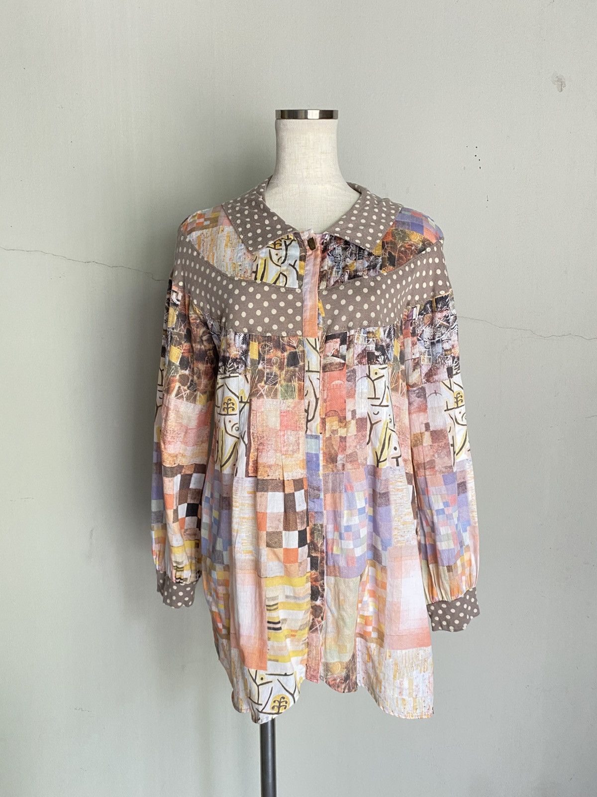 Frapbois FRAPBOIS Multicolor Printed Blouse with Polka Dot Accents Size XS / US 0-2 / IT 36-38 - 15 Thumbnail