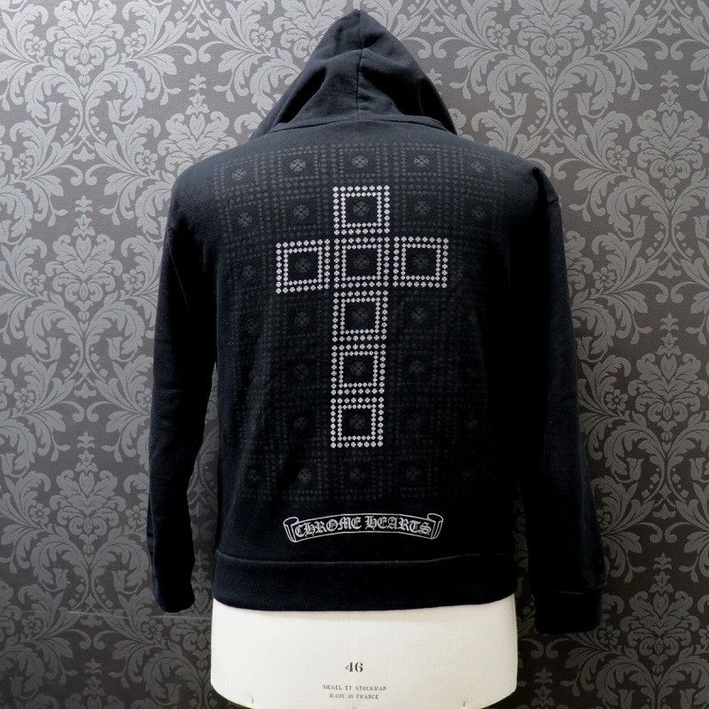 image of Chrome Hearts Cross Scroll Label Hoodie in Black, Men's (Size Small)