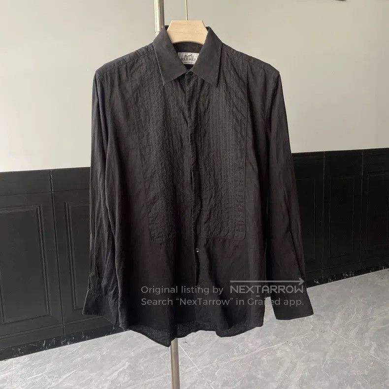 Hermes size 39 Long Sleeve Shirt - Stitched Stripes - Patch