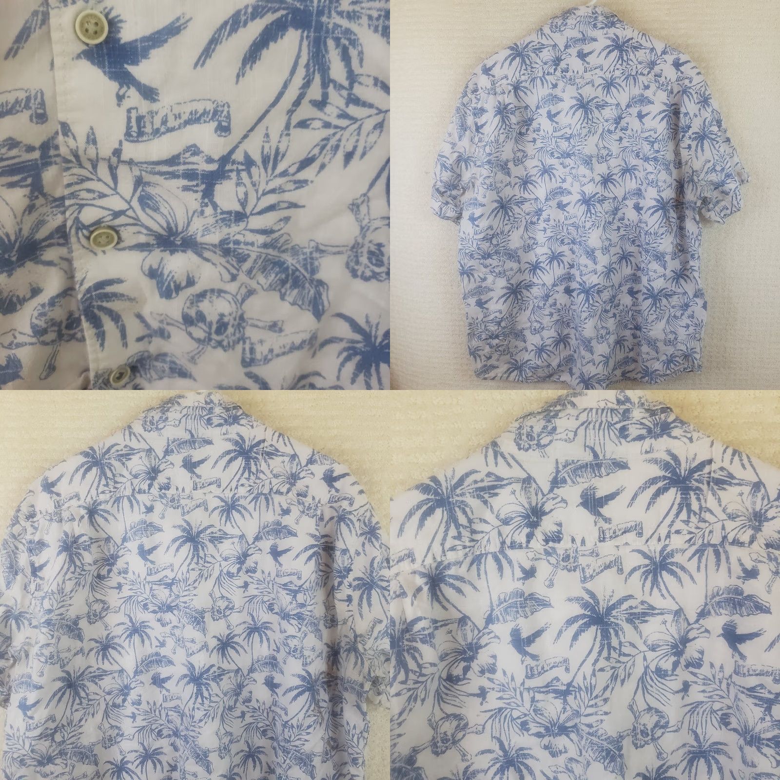 Izod IZOD Saltwater Blue Floral Print Short Sleeve Cotton Button-Up Shirt Men's 2XL Size US XXL / EU 58 / 5 - 8 Thumbnail