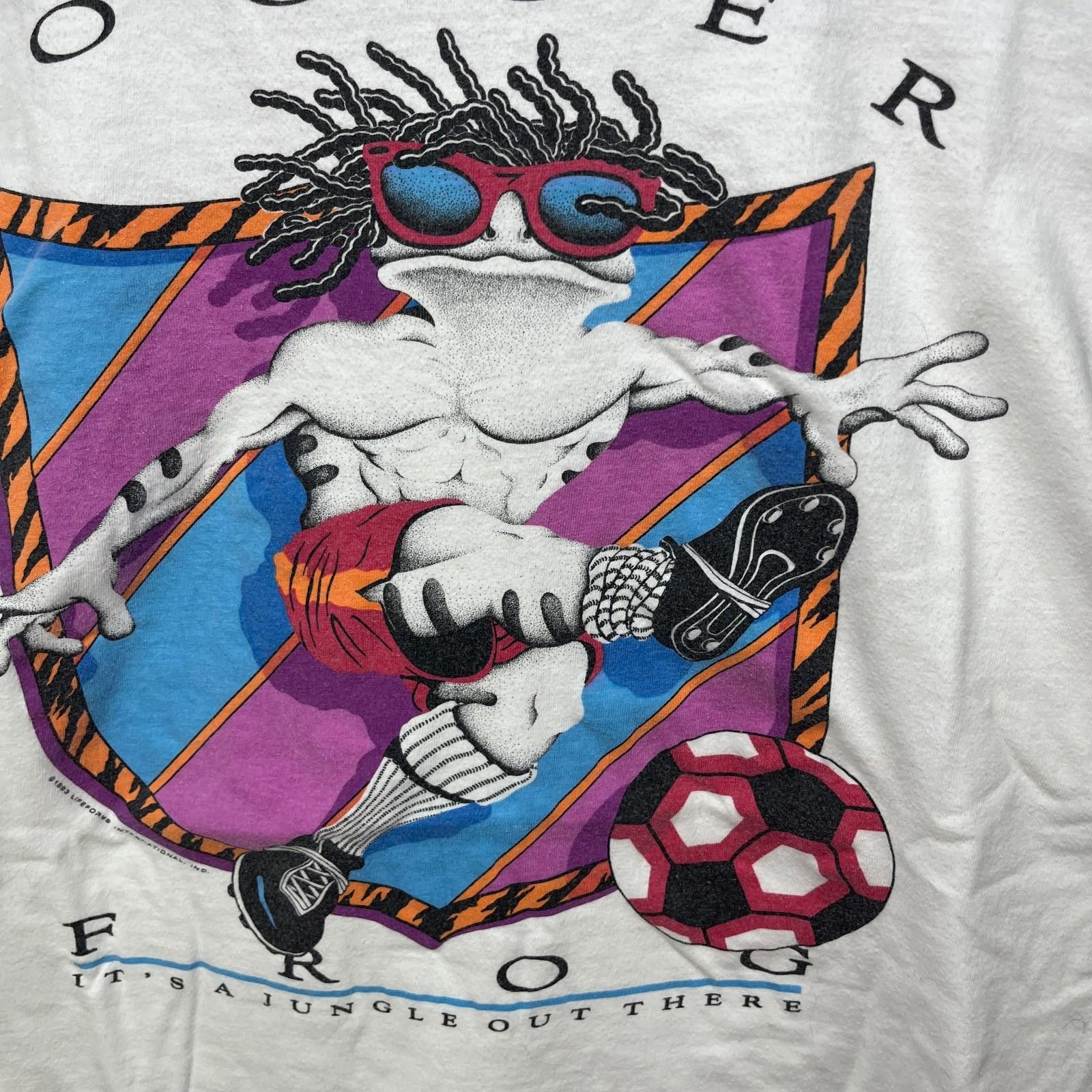Vintage Vintage 90s Soccer Frog Graphic T Shirt XL Single Stitch Size US XL / EU 56 / 4 - 3 Thumbnail