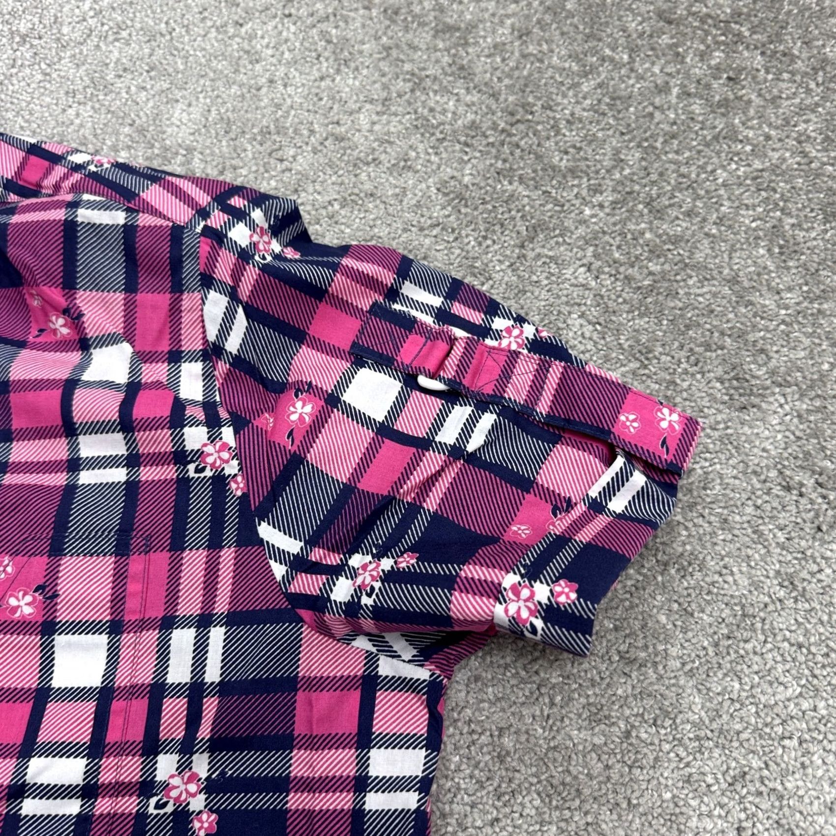 Pinko Adrian Delafield Button-Up Shirt Womens XL Multicolor Plaid Short Sleeve Casual Shirt Womens XL Size XL / US 12-14 / IT 48-50 - 4 Thumbnail