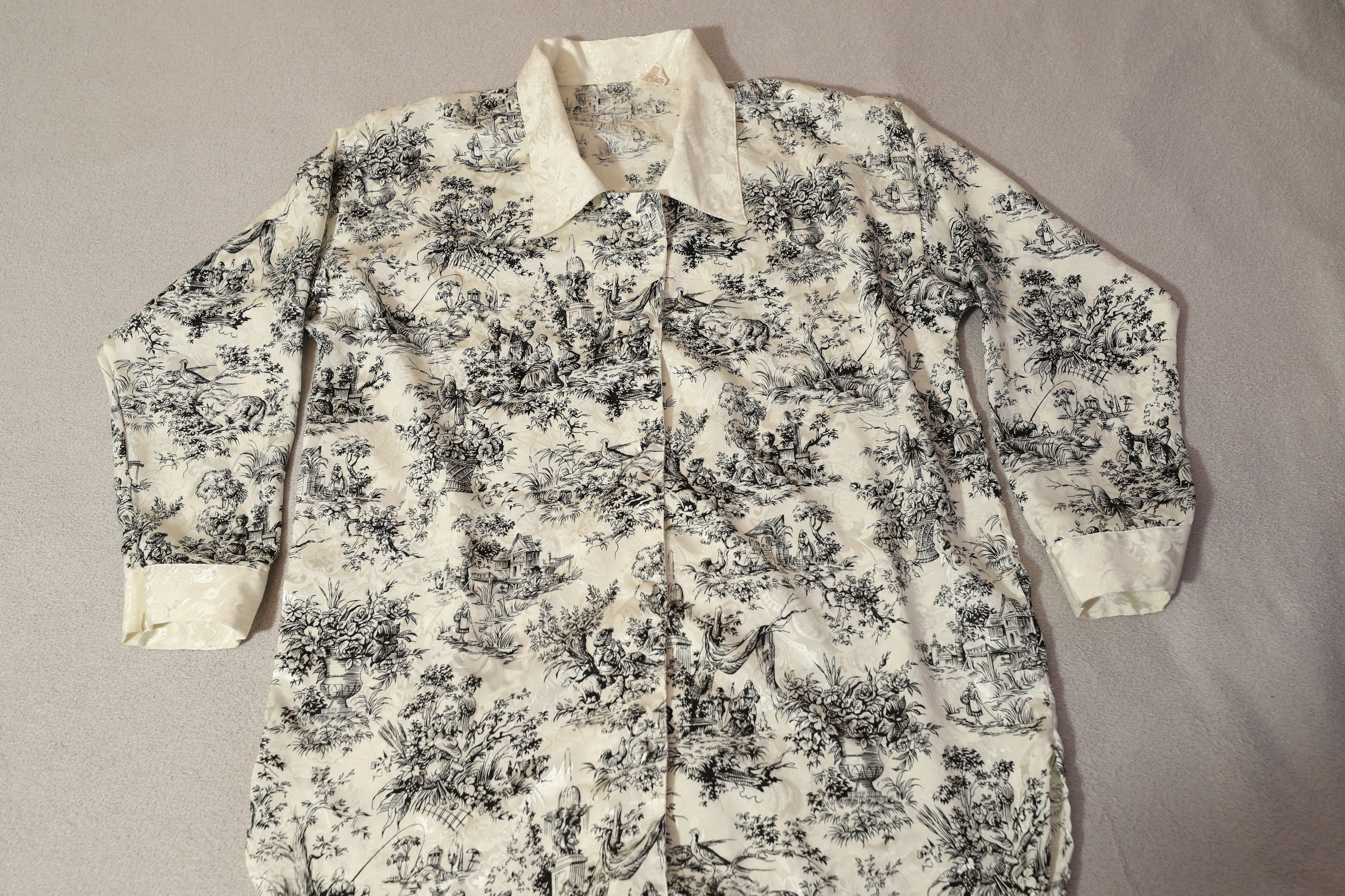 Vintage Vintage Silk Toile Print Button Up Shirt (S/P) Size S / US 4 / IT 40 - 3 Thumbnail
