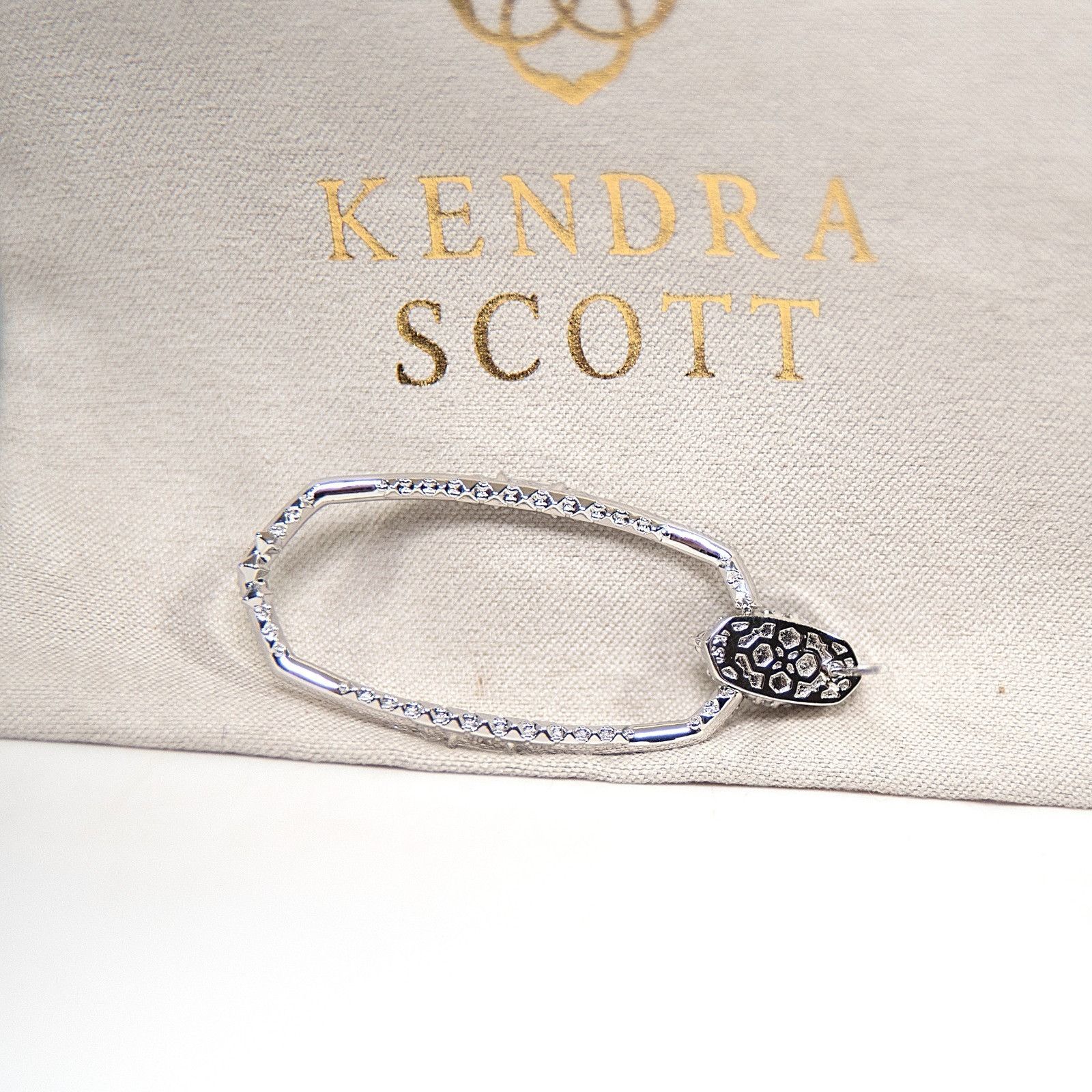 Kendra Scott Kendra Scott Essie Rhodium Silver Pave CZ Open Frame Earring Size ONE SIZE - 4 Thumbnail