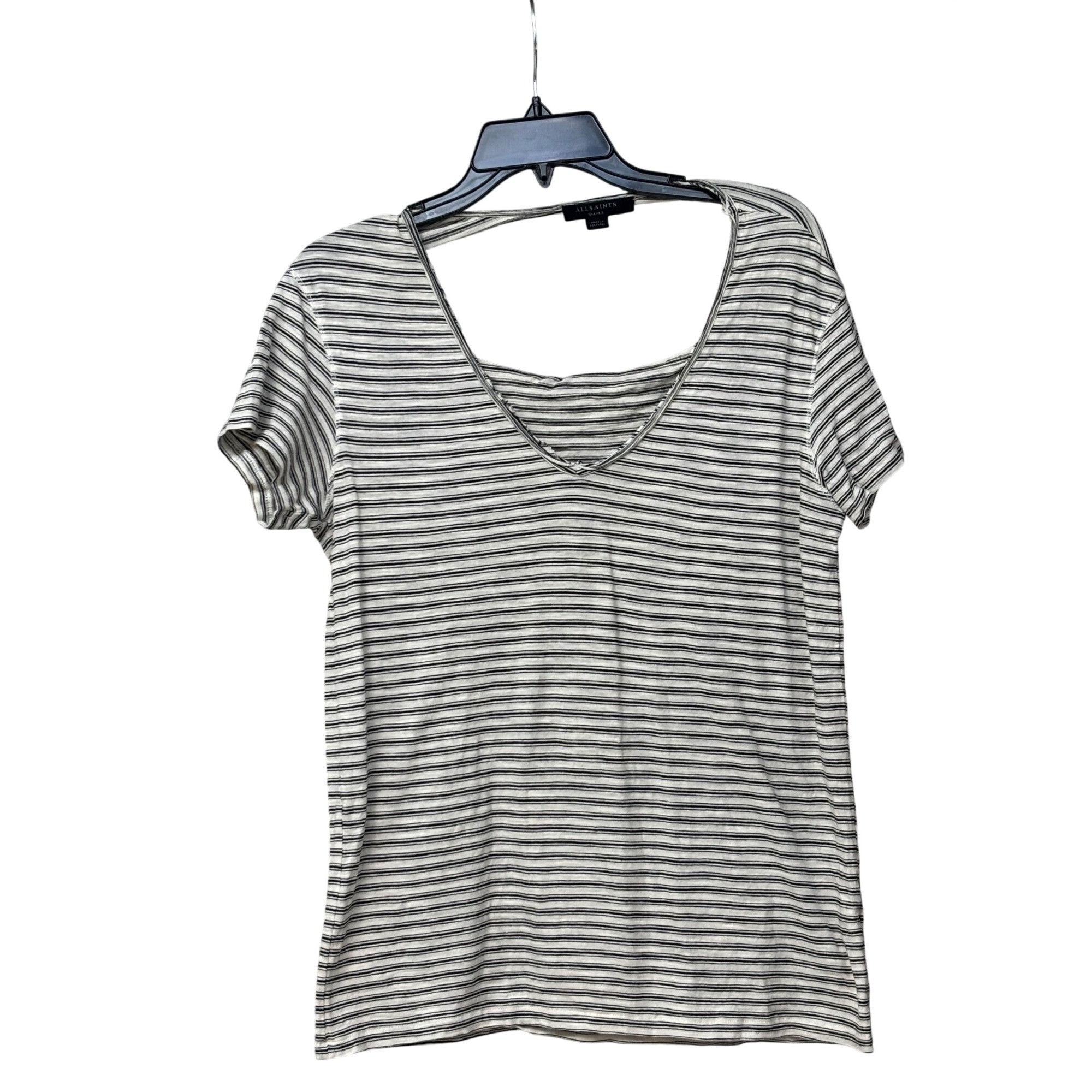 Other AllSaints Women's Striped Short Sleeve V-Neck T-Shirt, Blac Size S / US 4 / IT 40 - 8 Thumbnail