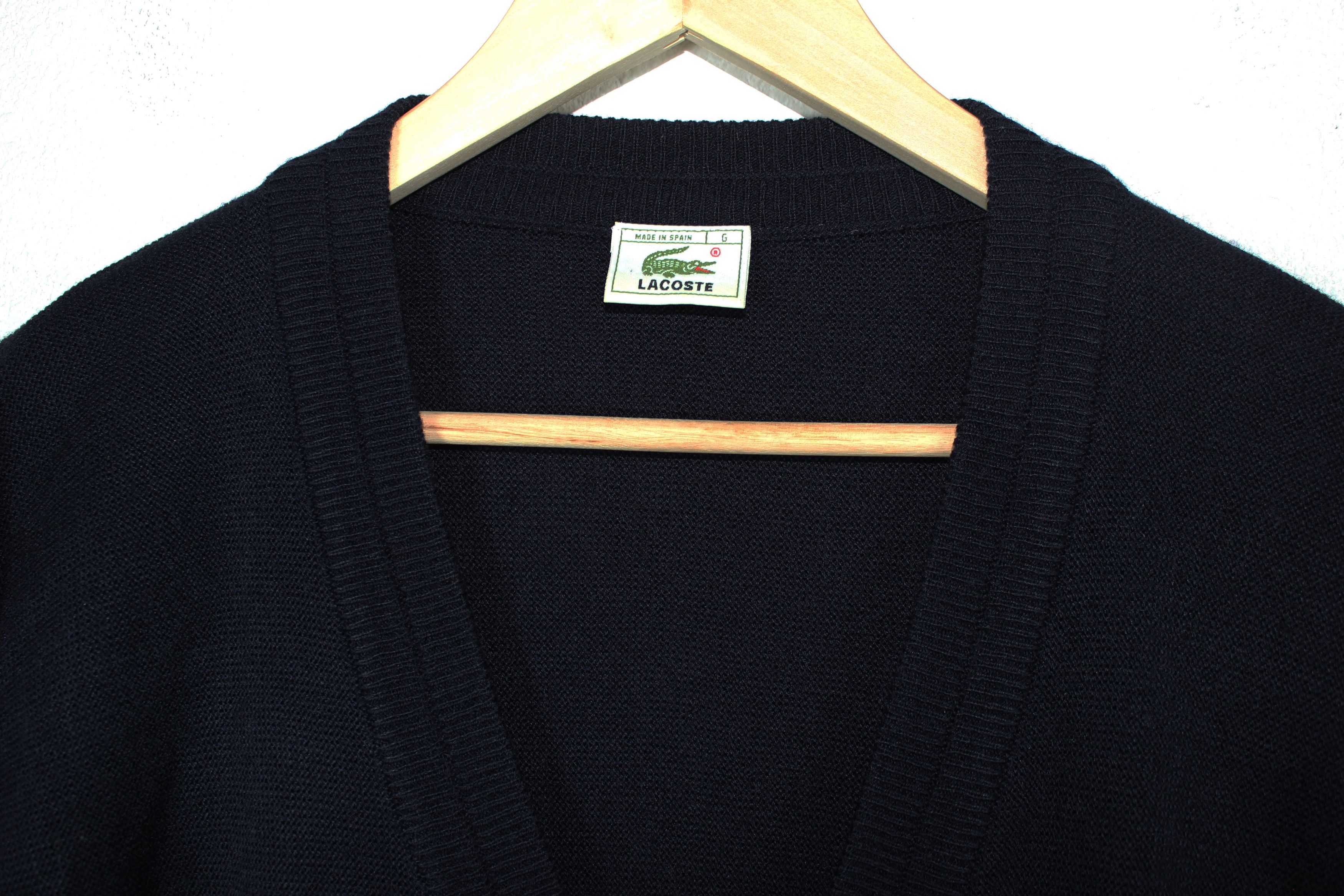 Lacoste × Vintage Vintage Lacoste Croc Acrylic Navy Cardigan Sweater 90s Size US XL / EU 56 / 4 - 5 Thumbnail
