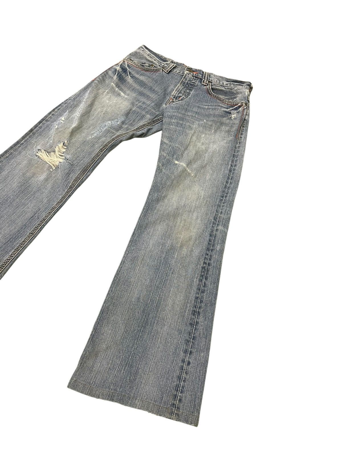 Le Grande Bleu (L.G.B.) Flare Jeans Edwin Japan Faded Distress Boot Cut 2🟦5 Size US 32 / EU 48 - 3 Thumbnail