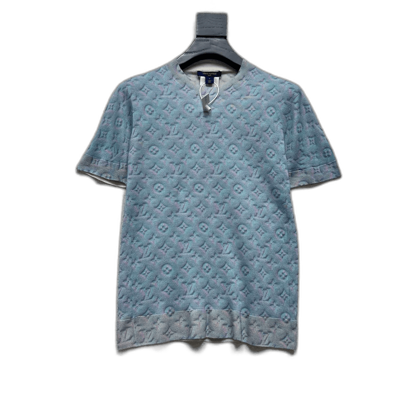 Louis Vuitton Louis Vuitton Blue Monogram Knit Short Sleeve T-shirt - dmc Size M / US 6-8 / IT 42-44 - 1 Thumbnail