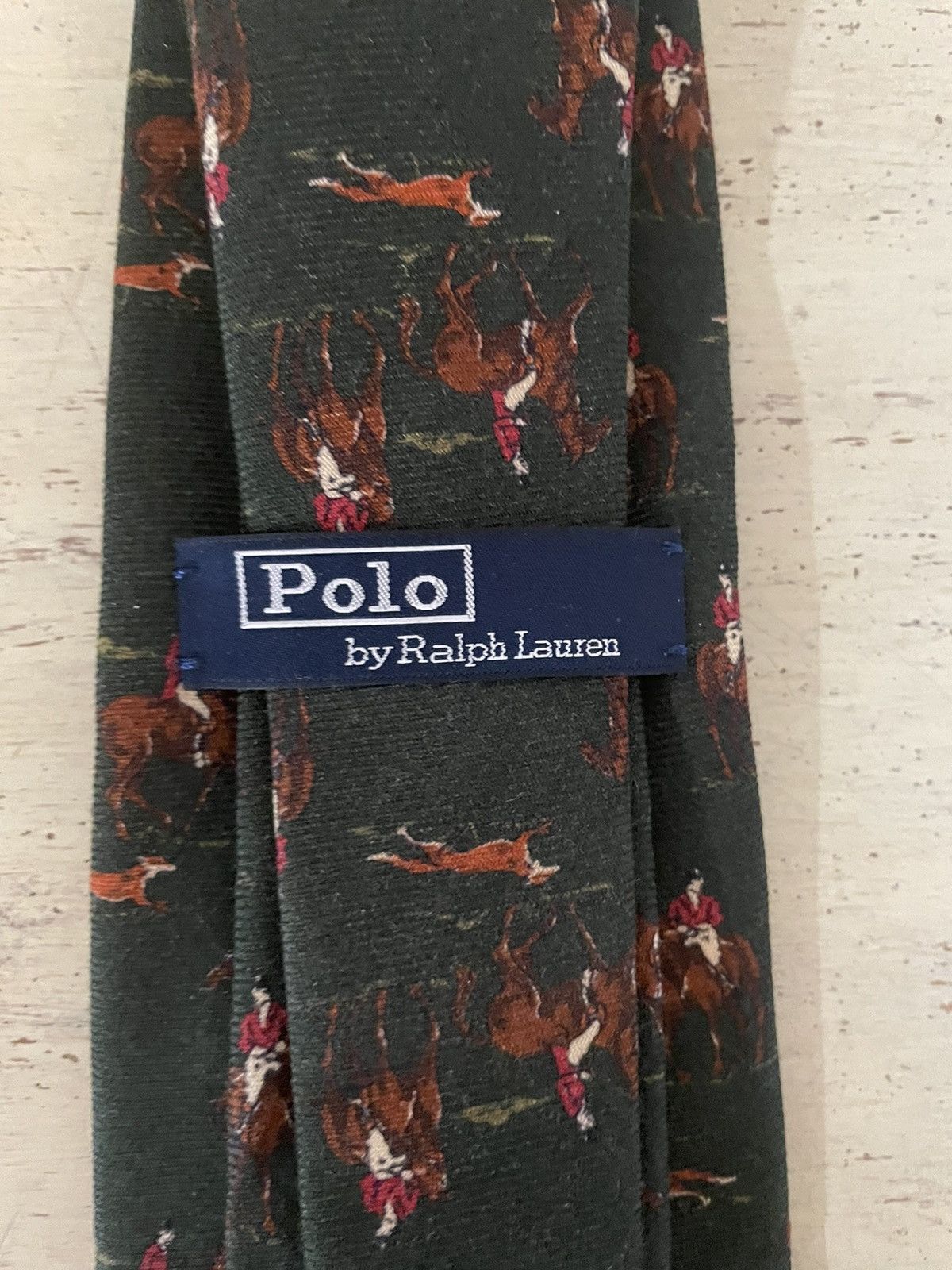 Polo Ralph Lauren × Vintage Rare Fox Hunting Print Wool Tie Size ONE SIZE - 4 Thumbnail