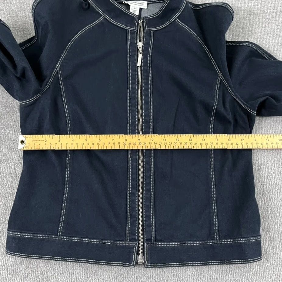 St. John ST. JOHN Sport Jacket Denim Blue Medium Womens Full Zip Bomber Preppy Size M / US 6-8 / IT 42-44 - 6 Thumbnail