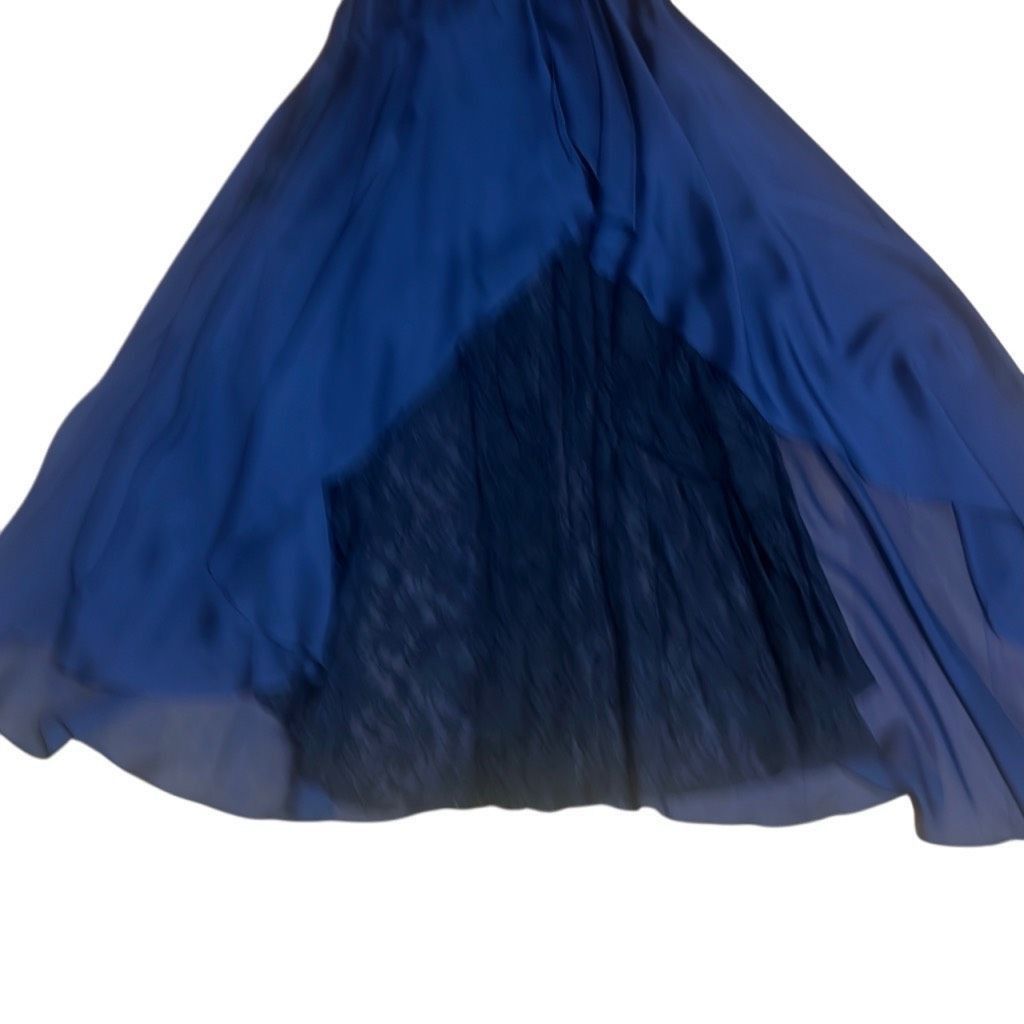 SikSilk Meghan Silk Lace-Trim Dark Blue Gown Dress 4 (024) Size S / US 4 / IT 40 - 13 Thumbnail