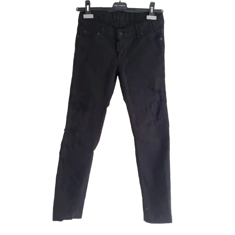 Dsquared2 DSQUARED2 Black Distressed Women's Denim Pants 0089 Size 23" - 1 Thumbnail