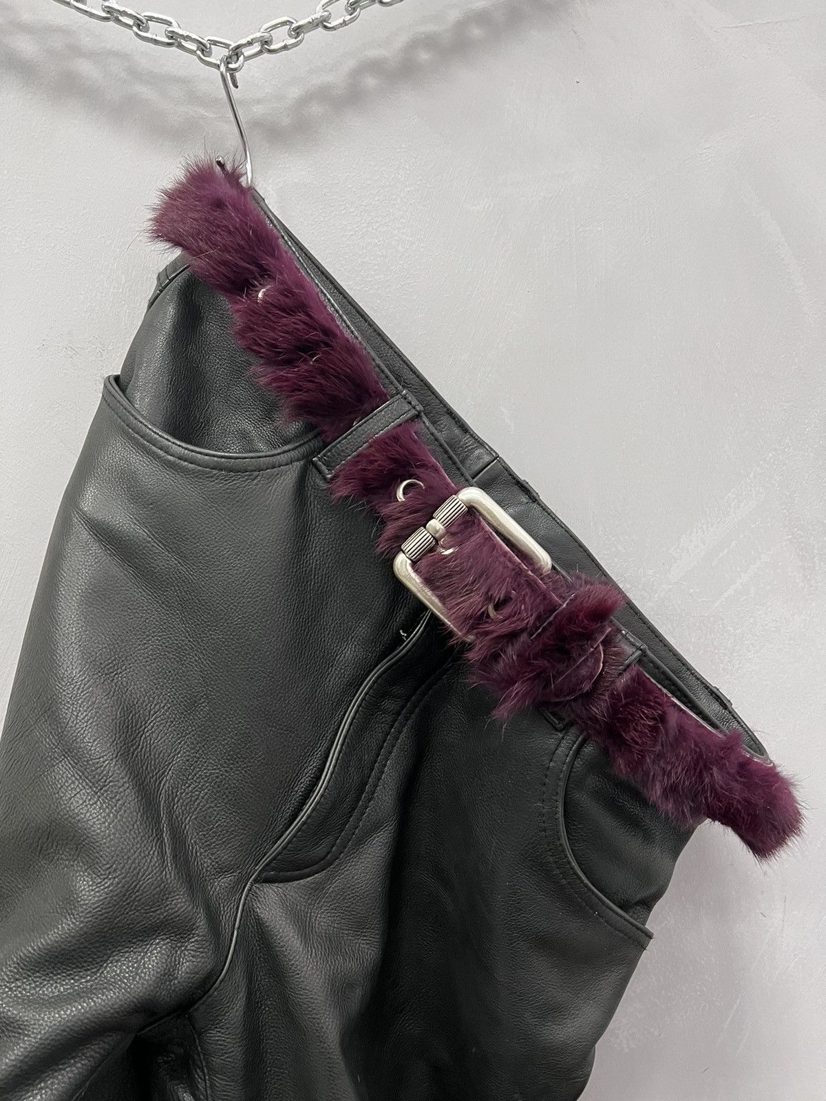 If Six Was Nine × Le Grande Bleu (L.G.B.) × Vintage Fur fuzzy leather legrandebleu balenciaga style belt y2k Size ONE SIZE - 1 Thumbnail