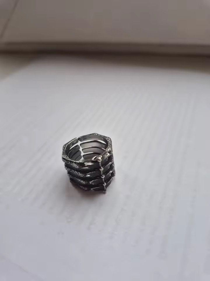 Jewelry Goth Punk Silver Tone Bone Ring | Sizes 7-13 Size ONE SIZE - 2 Thumbnail