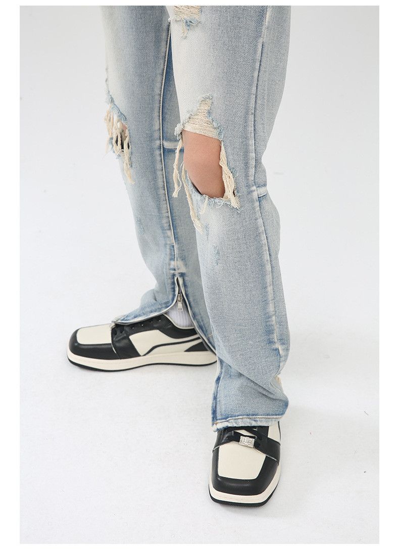 Japanese Brand × Jean High Street Hip Hop Retro Washed Zipper Ripped Jeans Size US 32 / EU 48 - 6 Thumbnail