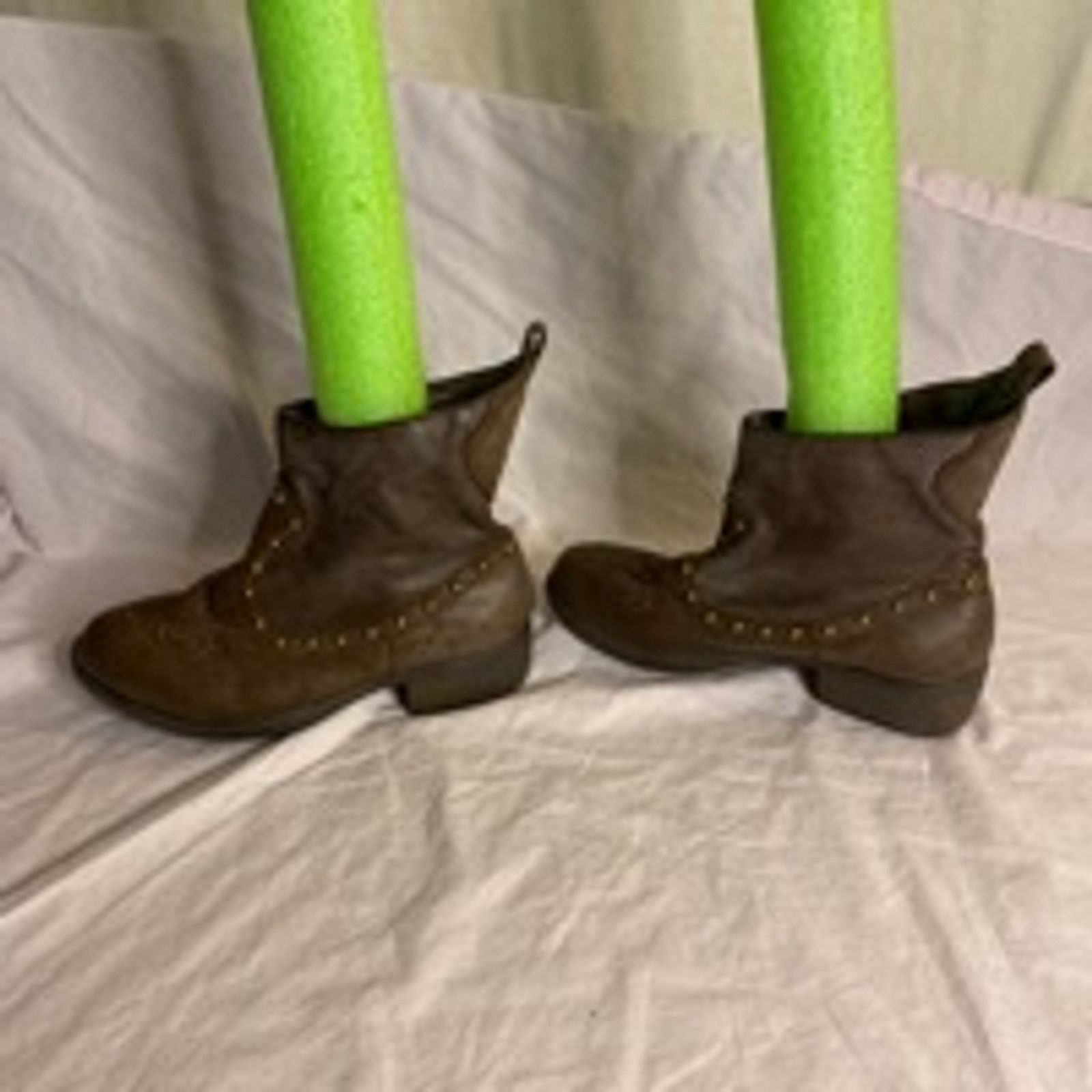 Other Boho Western Festival Brown Leather Studded Ankle Boots Size US 7 / IT 37 - 5 Thumbnail