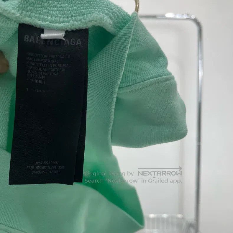 Balenciaga Balenciaga Mint green strong logo hooded sweatshirt long-s Size US S / EU 44-46 / 1 - 5 Thumbnail