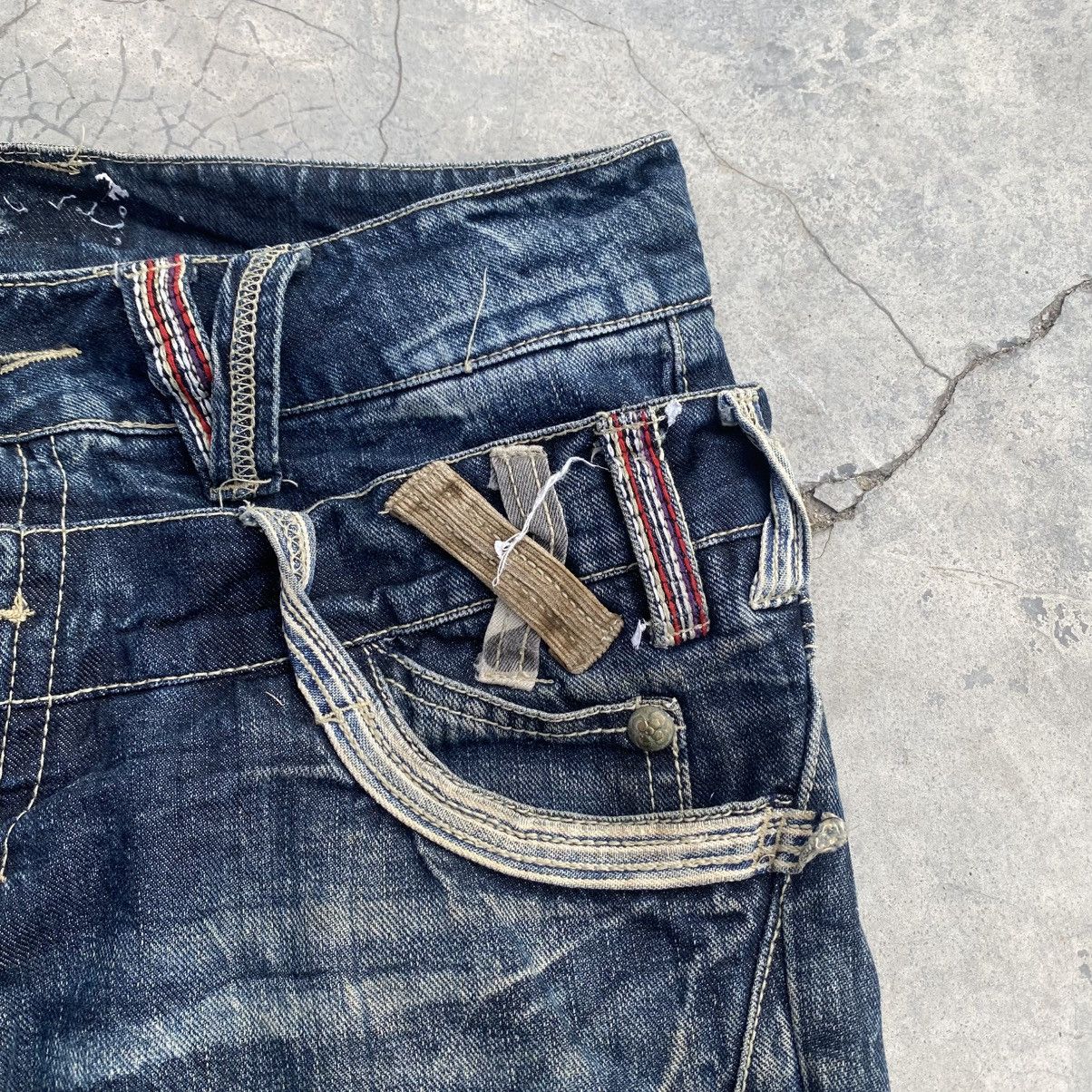 Japanese Brand Vintage Distressed Grunge Double Waist Jeans Size US 30 / EU 46 - 5 Thumbnail