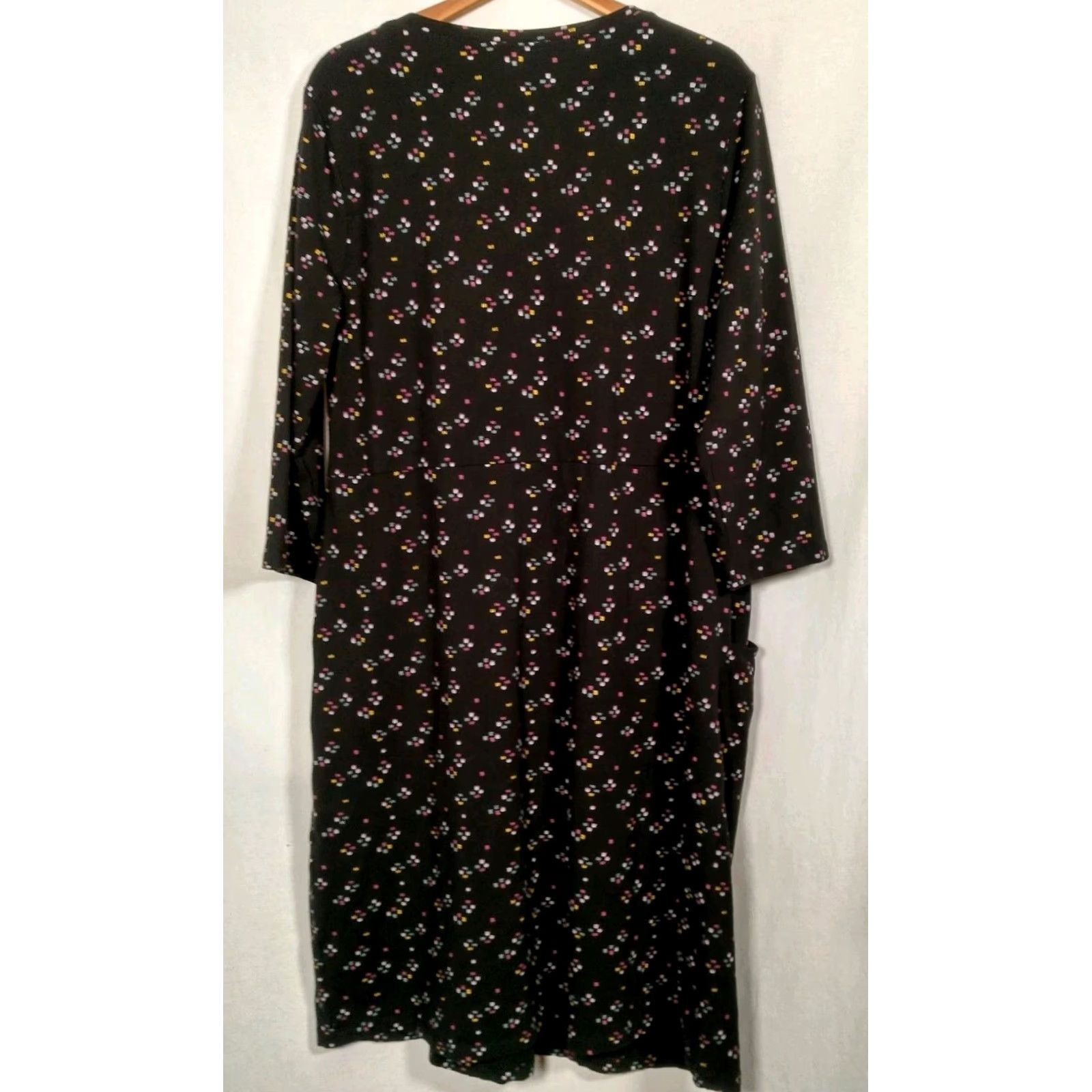 Vintage NorthStyle Shirt Dress L Women Navy Blue Purple Splash Long Sleeve Knit Midi Comfortable Abstract Pattern Dress Length Midi Nylon Spandex Cotton Modal Size L / US 10 / IT 46 - 2 Thumbnail