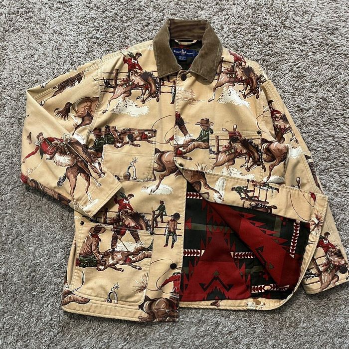 Ralph Lauren Rodeo Aztec Navajo Corduroy Collar Chore Jacket | Grailed