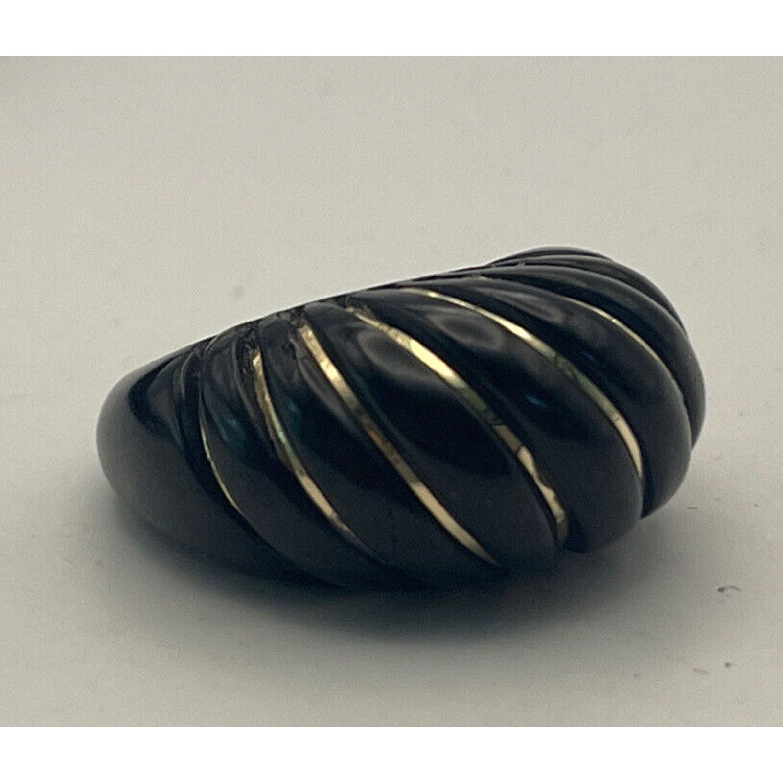 Vintage MILOR 14K YELLOW GOLD INLAY ONYX RING SIZE 5.5 BAND SHRIMP Size ONE SIZE - 4 Thumbnail