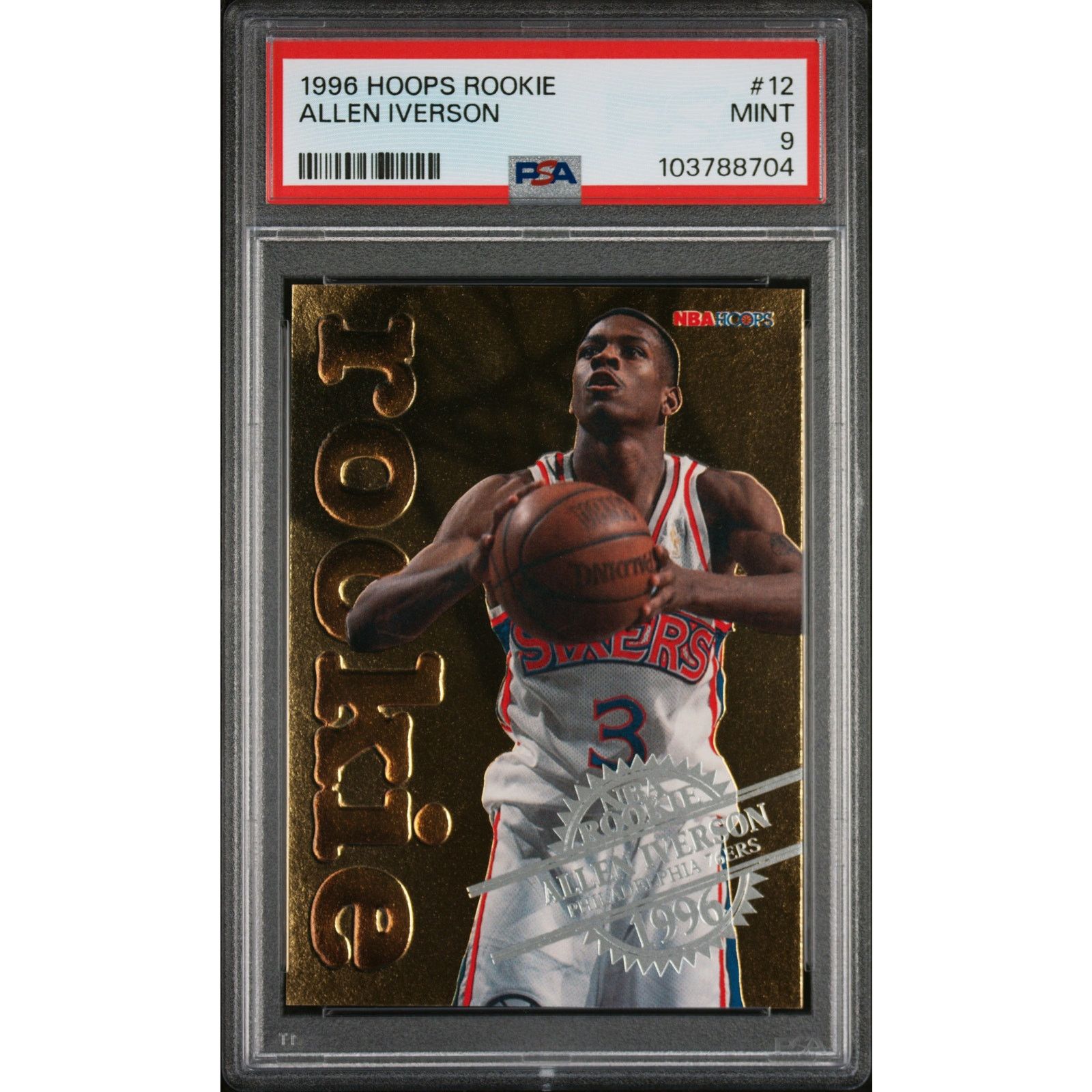 NBA 1996 NBA Hoops Rookie #12 Allen Iverson RC PSA 9 Size ONE SIZE - 1 Thumbnail