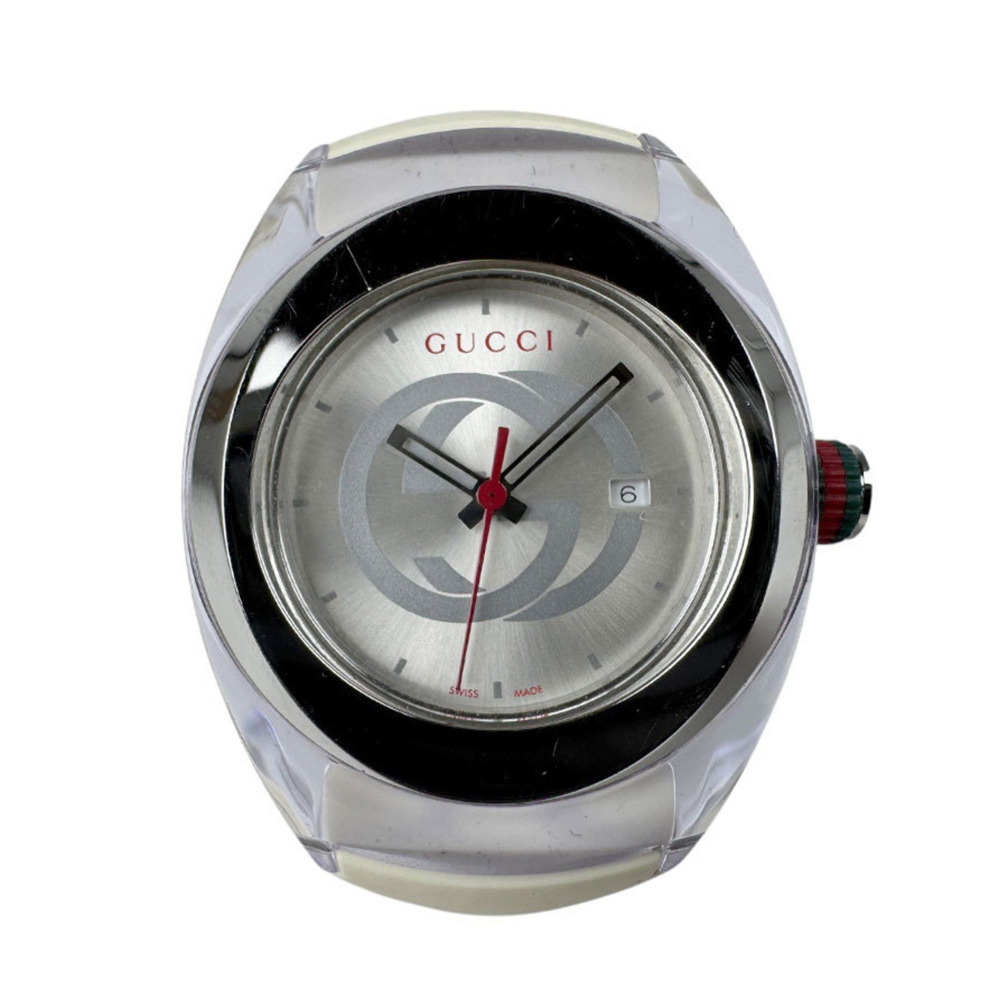 Gucci Watch Sync Stainless Steel Plastic Rubber Silver White Women's Ya137302 Quartz U0014