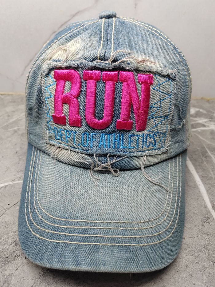 Japanese Brand Vintage Run Dept Of Athletics Denim Style Cap Hat Size ONE SIZE - 2 Thumbnail