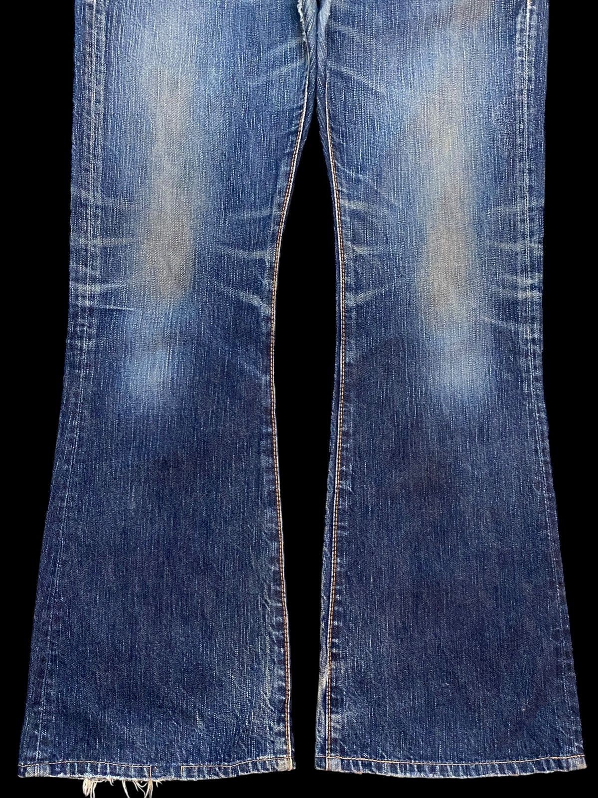 Edwin Vintage Edwin Blue Wash Distressed Flare Jeans Size 35" - 5 Thumbnail