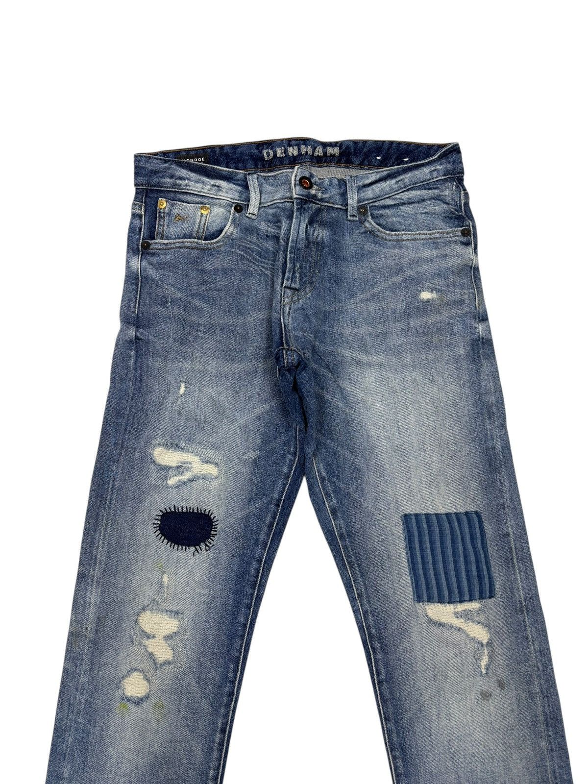DENHAM Vintage Denham Half Selvedge Patchwork Distressed Denim Jean Size US 29 - 5 Thumbnail