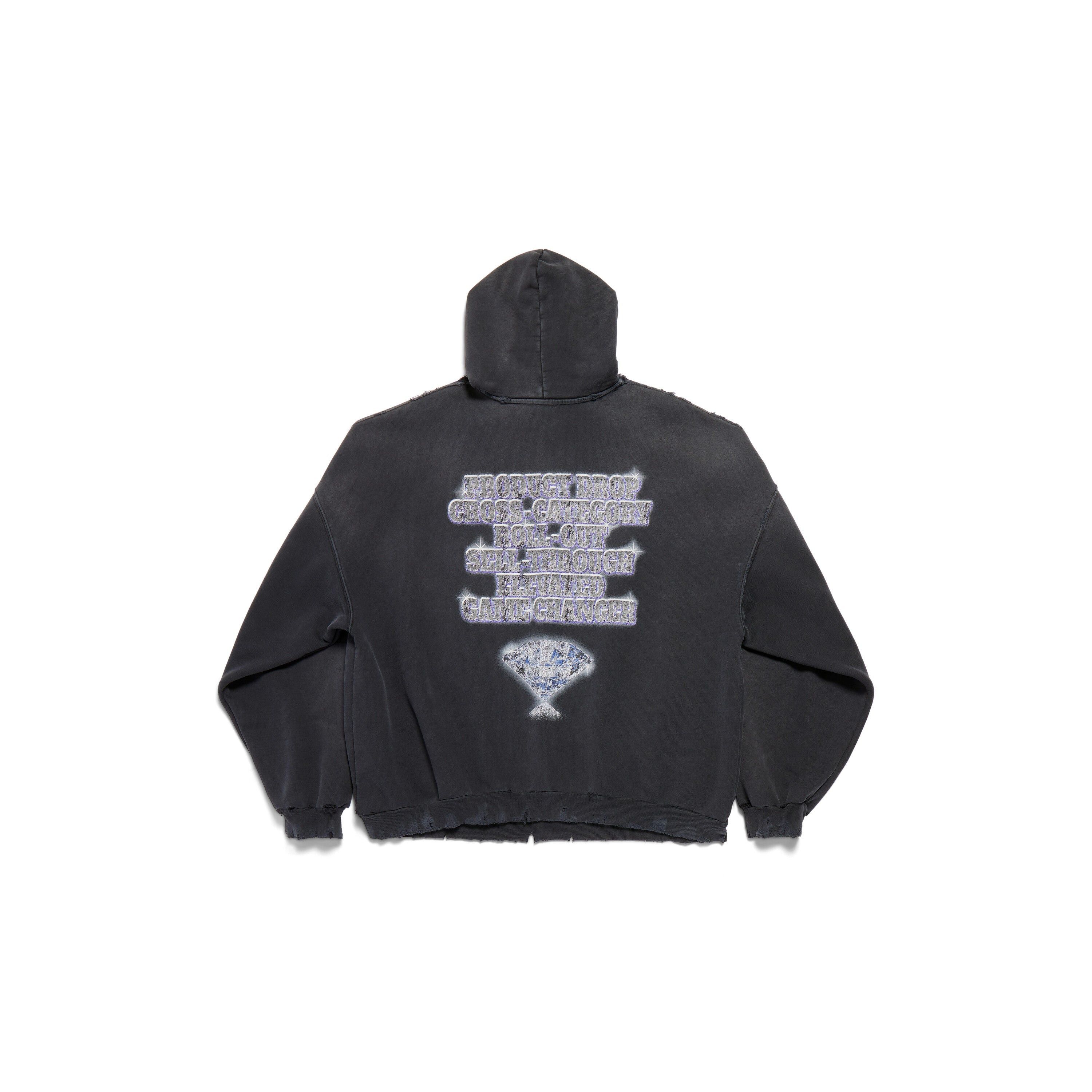 Balenciaga o1s1rm1125 SNBN Hoodie Large Fit in Black Size L / US 10 / IT 46 - 2 Thumbnail