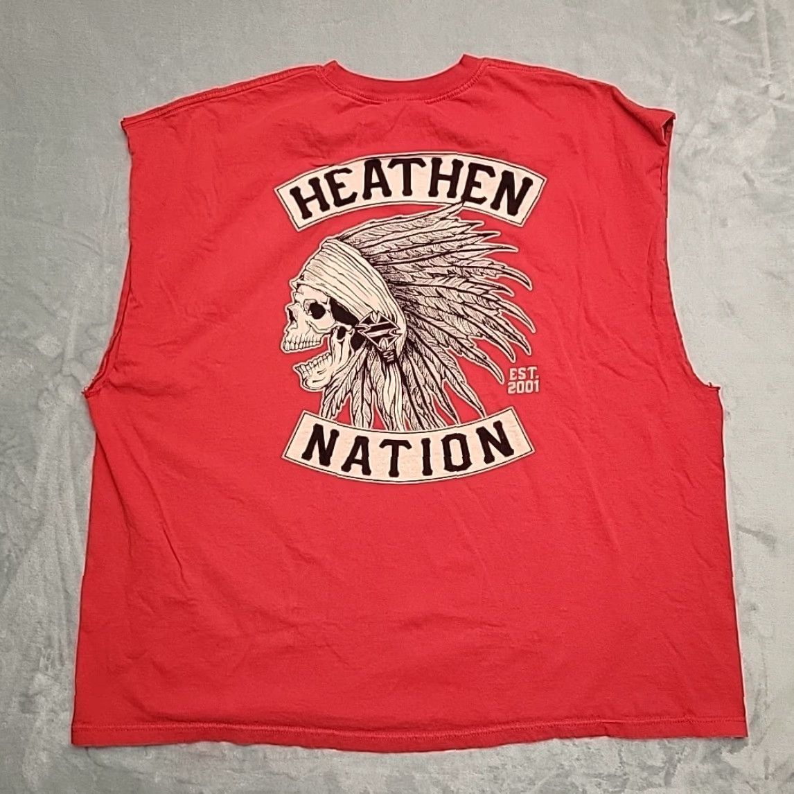 Vintage VTG Heathen Nation Shirt Men 4XL Red Skull Cutoff Biker Motorcycle Graphic Tee Shirt Size US XXL / EU 58 / 5 - 5 Thumbnail