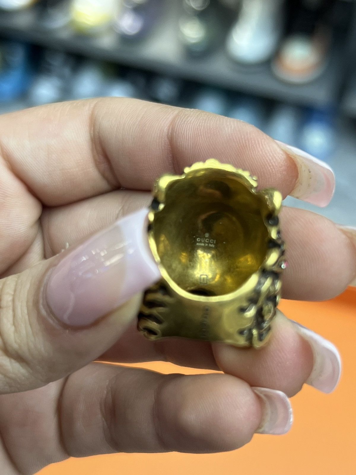 Gucci Gucci Crystal Lion Head Ring Size ONE SIZE - 7 Thumbnail