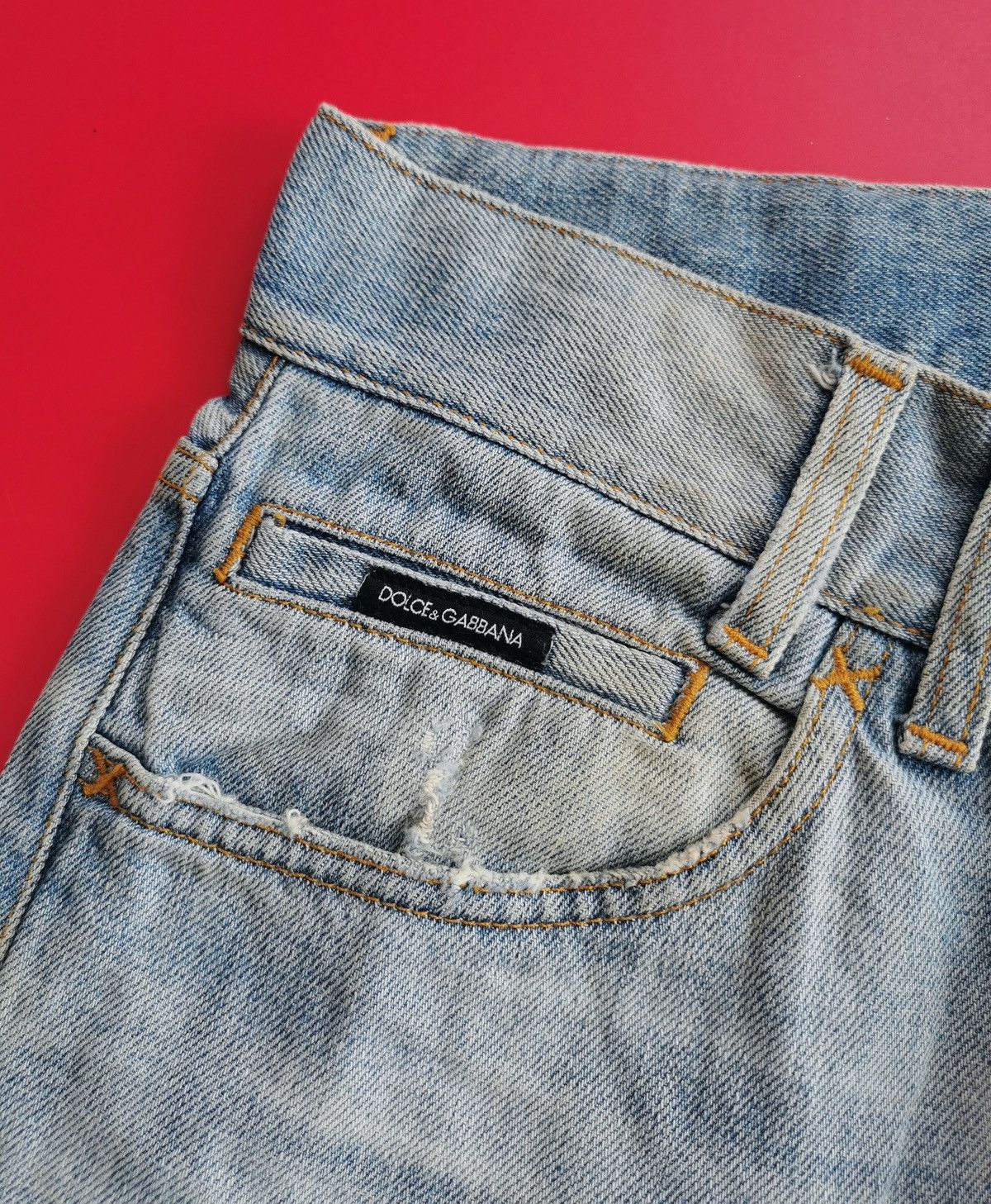 Dolce & Gabbana Thrashed Vintage 00s D&G Distressed Repair Denim Jeans Size US 30 / EU 46 - 4 Thumbnail