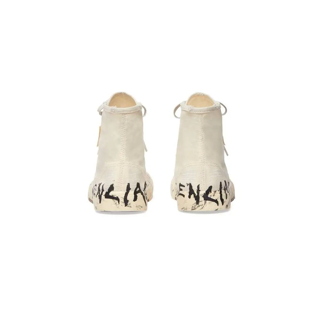 Balenciaga o1mt1gz0924 Paris High Top Graffiti Sneaker in Cream Size US 9 / EU 42 - 8 Thumbnail