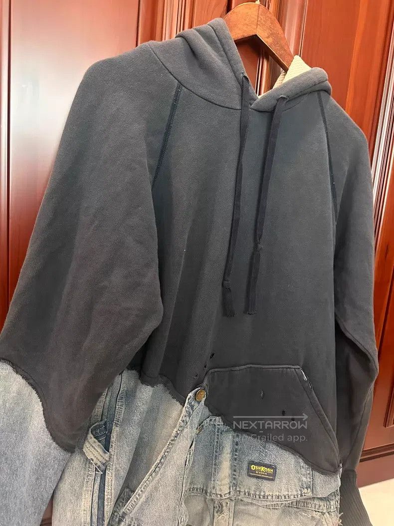 Greg Lauren Greg Lauren Denim Spliced Aged Hooded Sweatshirt Size US S / EU 44-46 / 1 - 2 Thumbnail