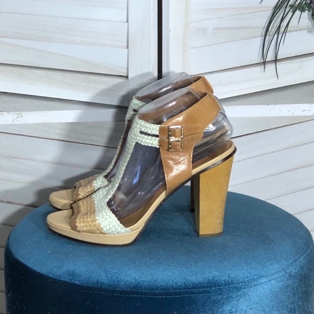 Juicy Couture Juicy Couture Wooden Heels Leather Straps Beige/White 9.5 M Size US 9.5 / IT 39.5 - 5 Thumbnail