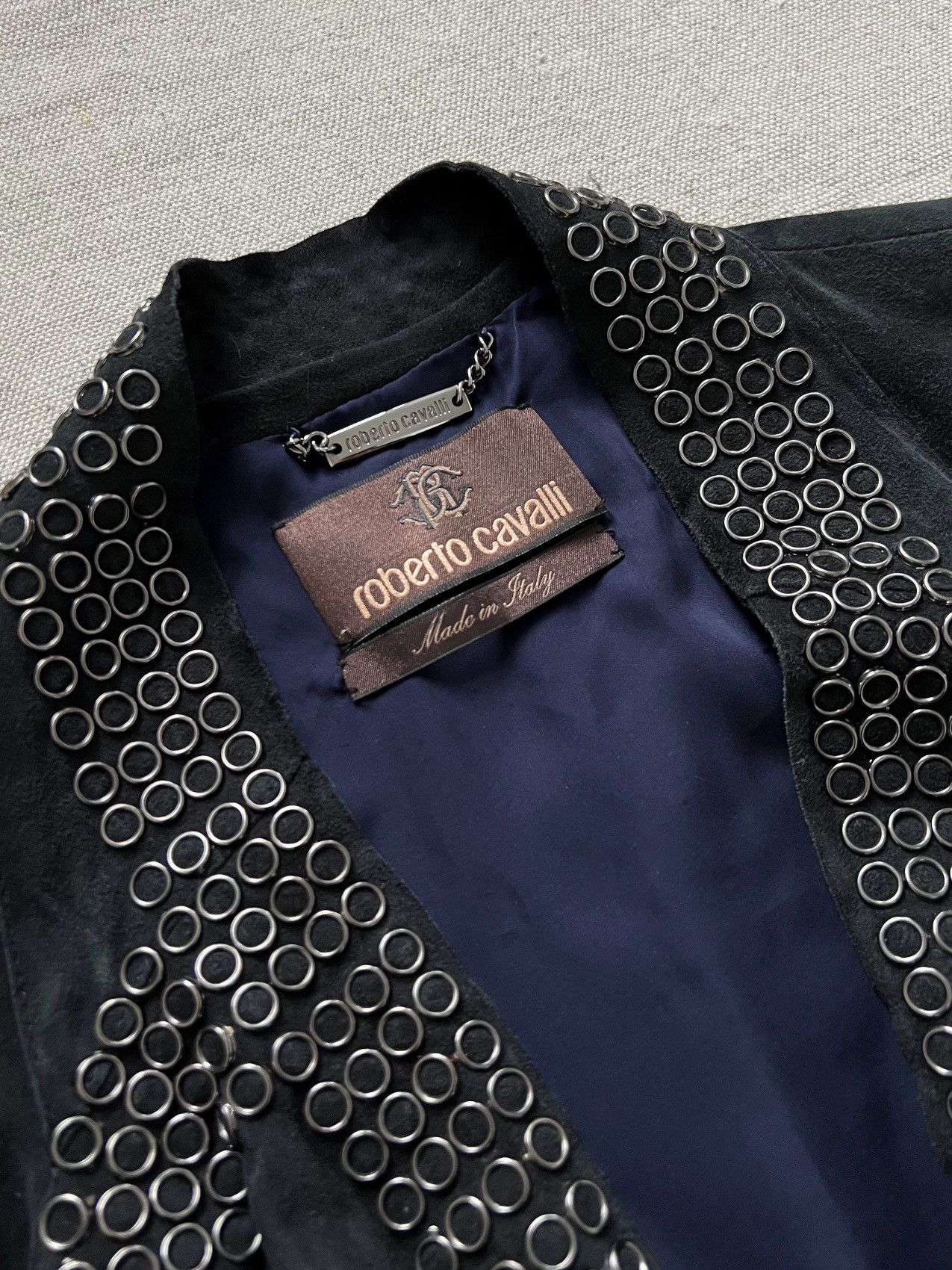 Roberto Cavalli AWO9 Runway Draped Suede Studded Leather Jacket Size M / US 6-8 / IT 42-44 - 11 Thumbnail