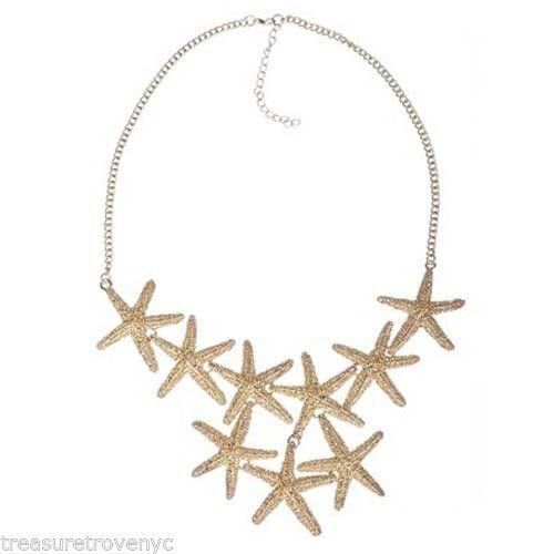 Designer Gold Tone Multiple Starfish Bib Necklace Size ONE SIZE - 1 Thumbnail