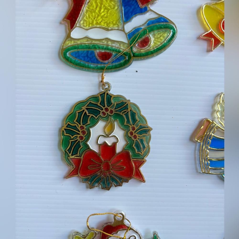 Designer Vintage Christmas Plastic Stained Glass Ornament (Set of 10) Size ONE SIZE - 4 Thumbnail