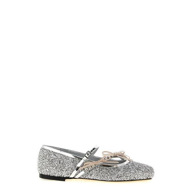 JIMMY CHOO Loli Silver Ballerina Flats New (Women's size:10;