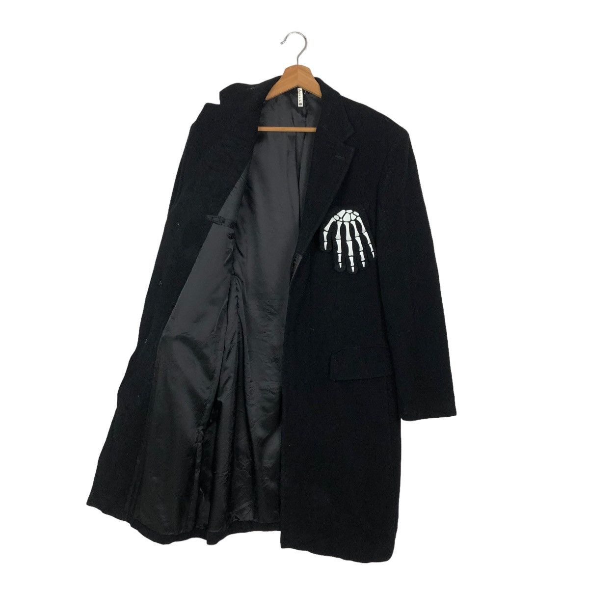 Comme Ca Ism RICH BLACK - HERRINGBONE WOOL DOUBLE BREAST LONG JACKET Size US M / EU 48-50 / 2 - 8 Thumbnail