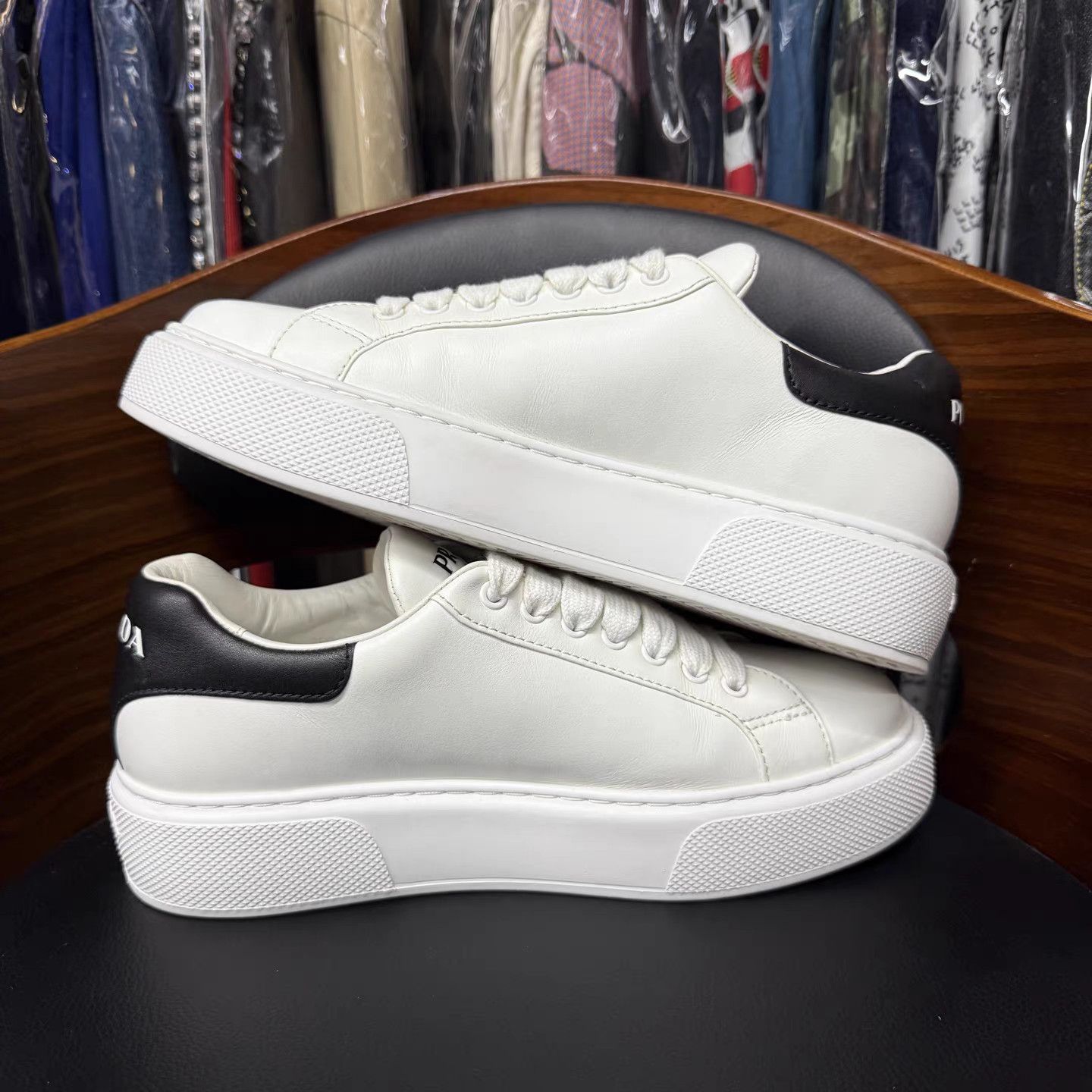 Prada Prada Black Tail White Platform Sneakers K15 Size US 6.5 / EU 39-40 - 7 Thumbnail