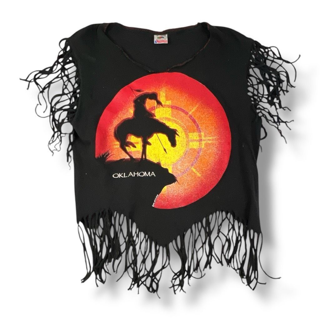 Fruit Of The Loom Vintage Fruit Of The Loom 90s Oklahoma Western Fringe T-Shir Size M / US 6-8 / IT 42-44 - 1 Thumbnail