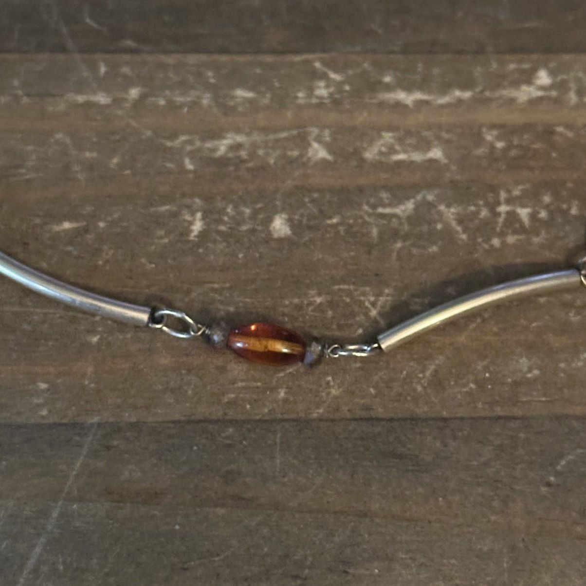 Vintage Vintage gold tone curved bar and station amber bead necklace Size ONE SIZE - 3 Thumbnail